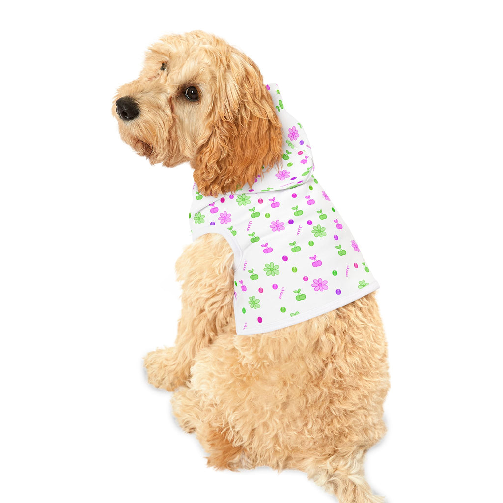 Floral Clover Pet Hoodie — Pink & Green Lucky Shamrock Pattern for Dogs & Cats