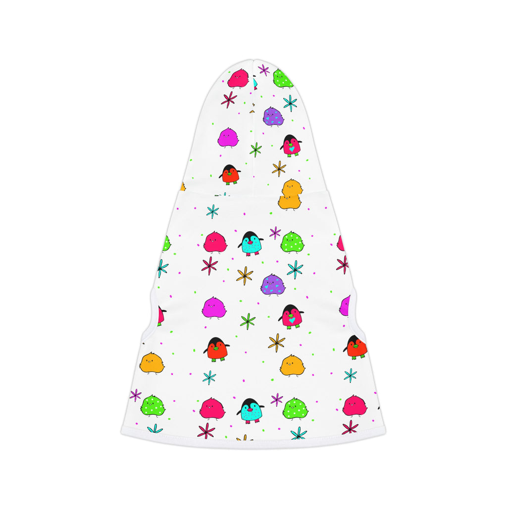 Pet Hoodie - Colorful Cartoon Birds Pattern Small Dog & Cat Hoodie