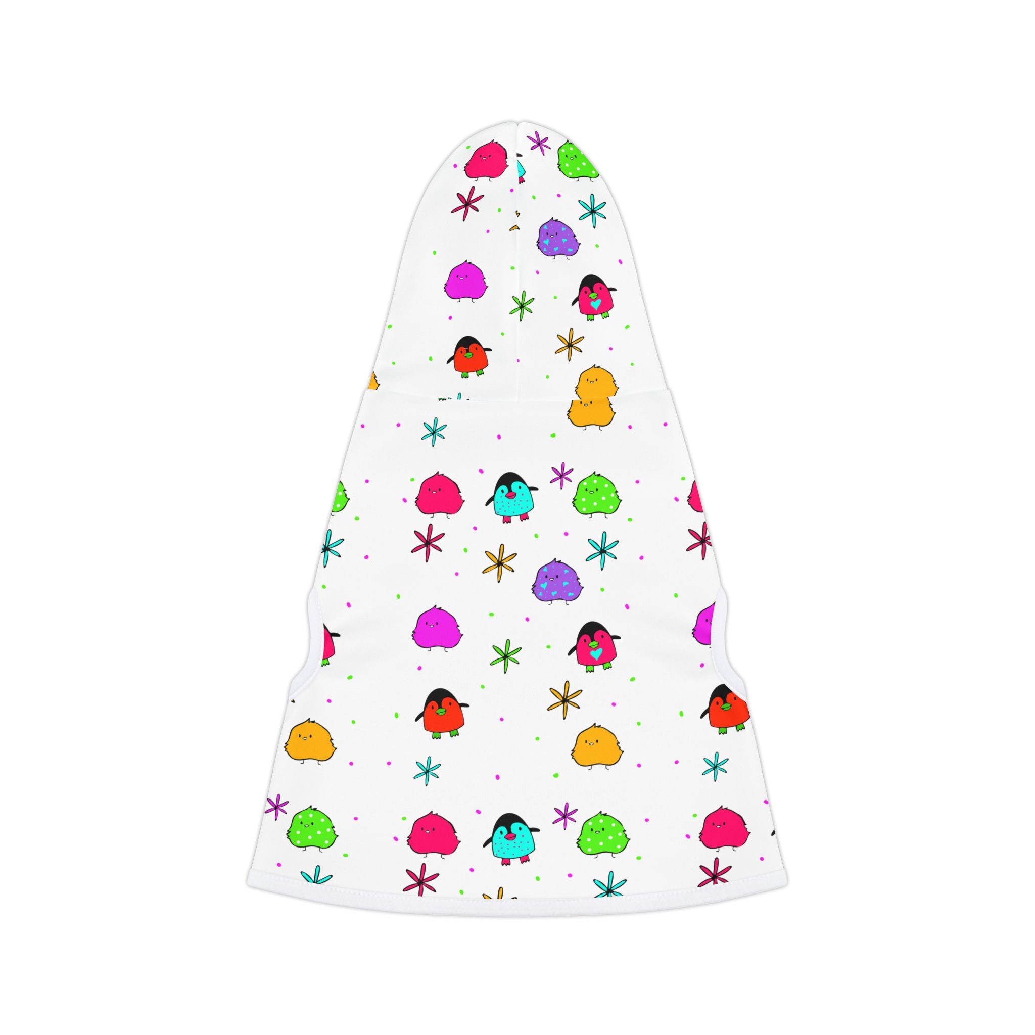 Pet Hoodie - Colorful Cartoon Birds Pattern Small Dog & Cat Hoodie
