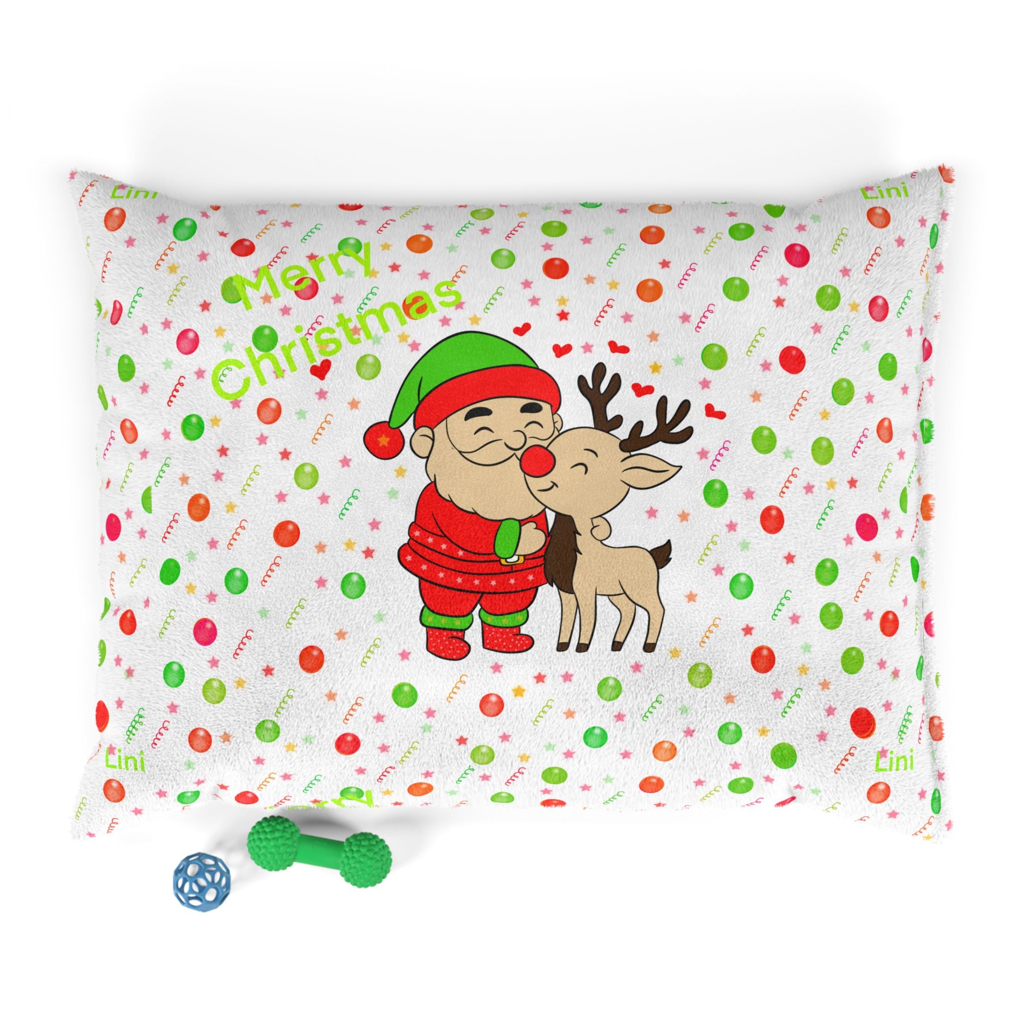 Christmas Elf & Reindeer Pet Bed — Merry Christmas Holiday Dog/Cat Pillow
