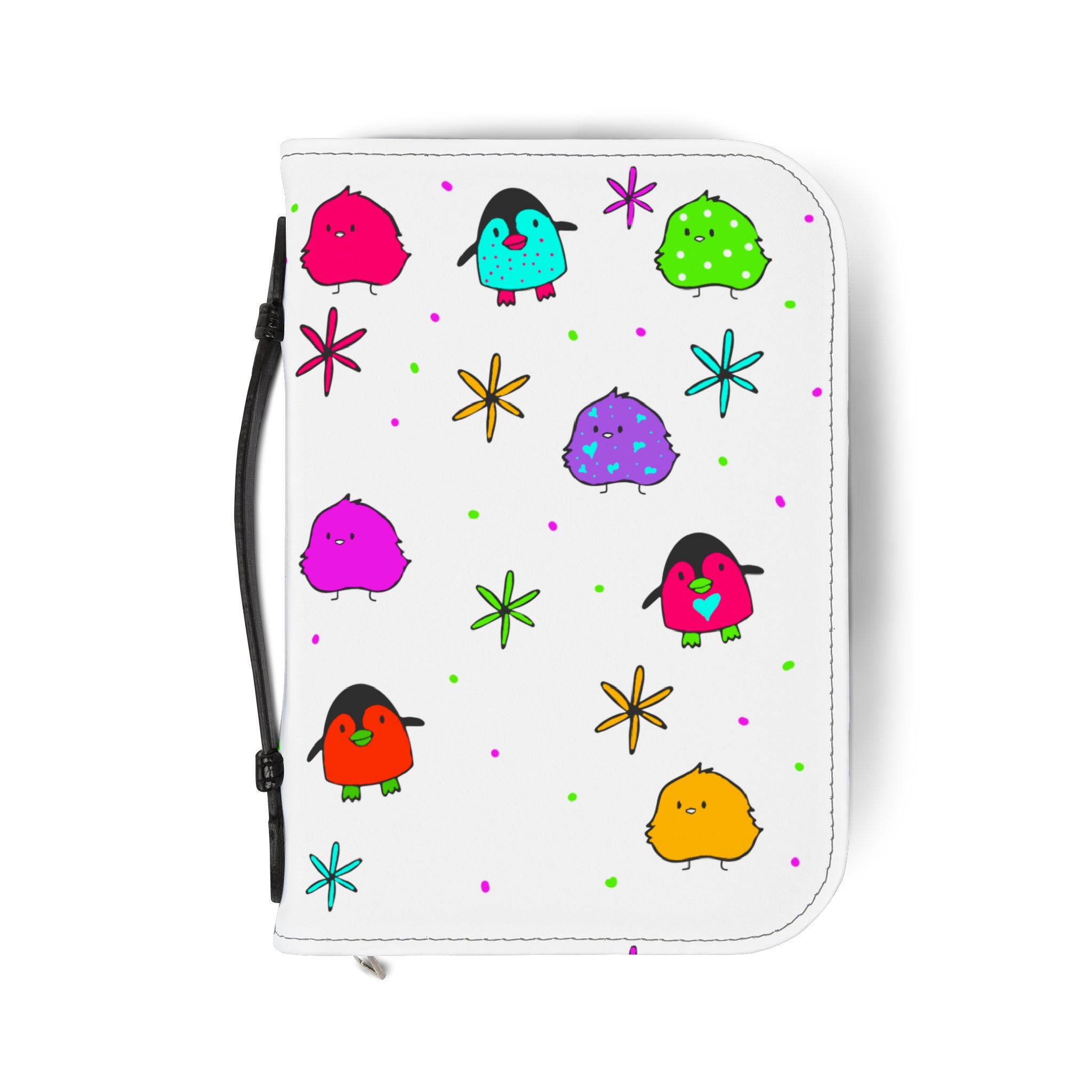 Cute Chick Pattern Bible Cover — Colorful Cartoon Birds Zippered Case