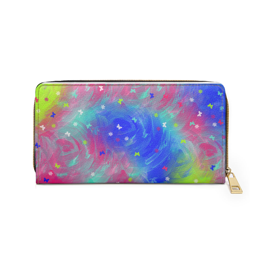 Zipper Wallet — Colorful Swirl Butterfly Long Zip Wallet