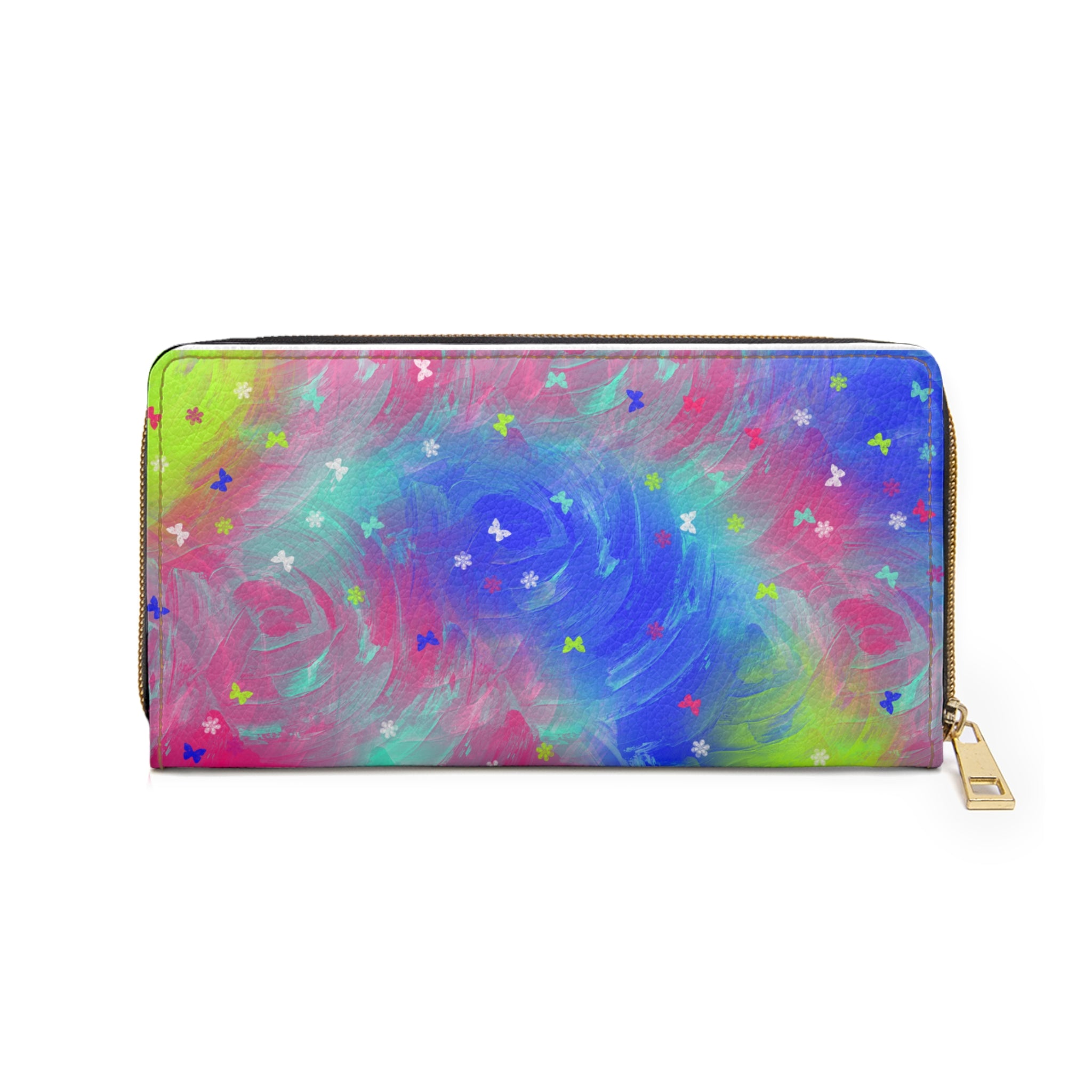Zipper Wallet — Colorful Swirl Butterfly Long Zip Wallet