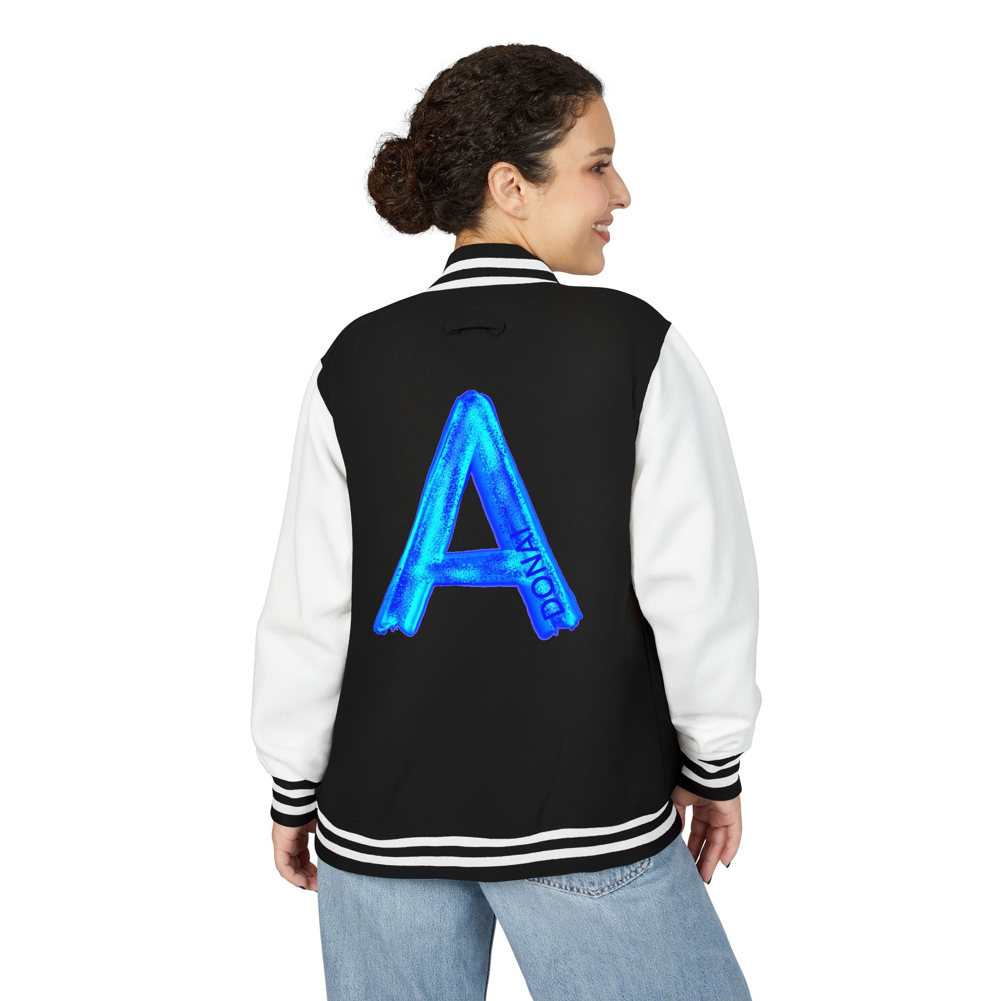 Letterman Jacket with Blue Neon 'A' Back Graphic