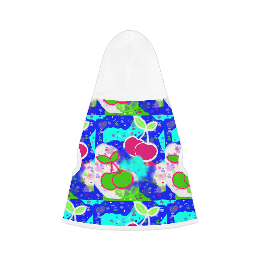 Cherry Pop Pet Hoodie — Colorful Retro Fruit Print Dog & Cat Hoodie