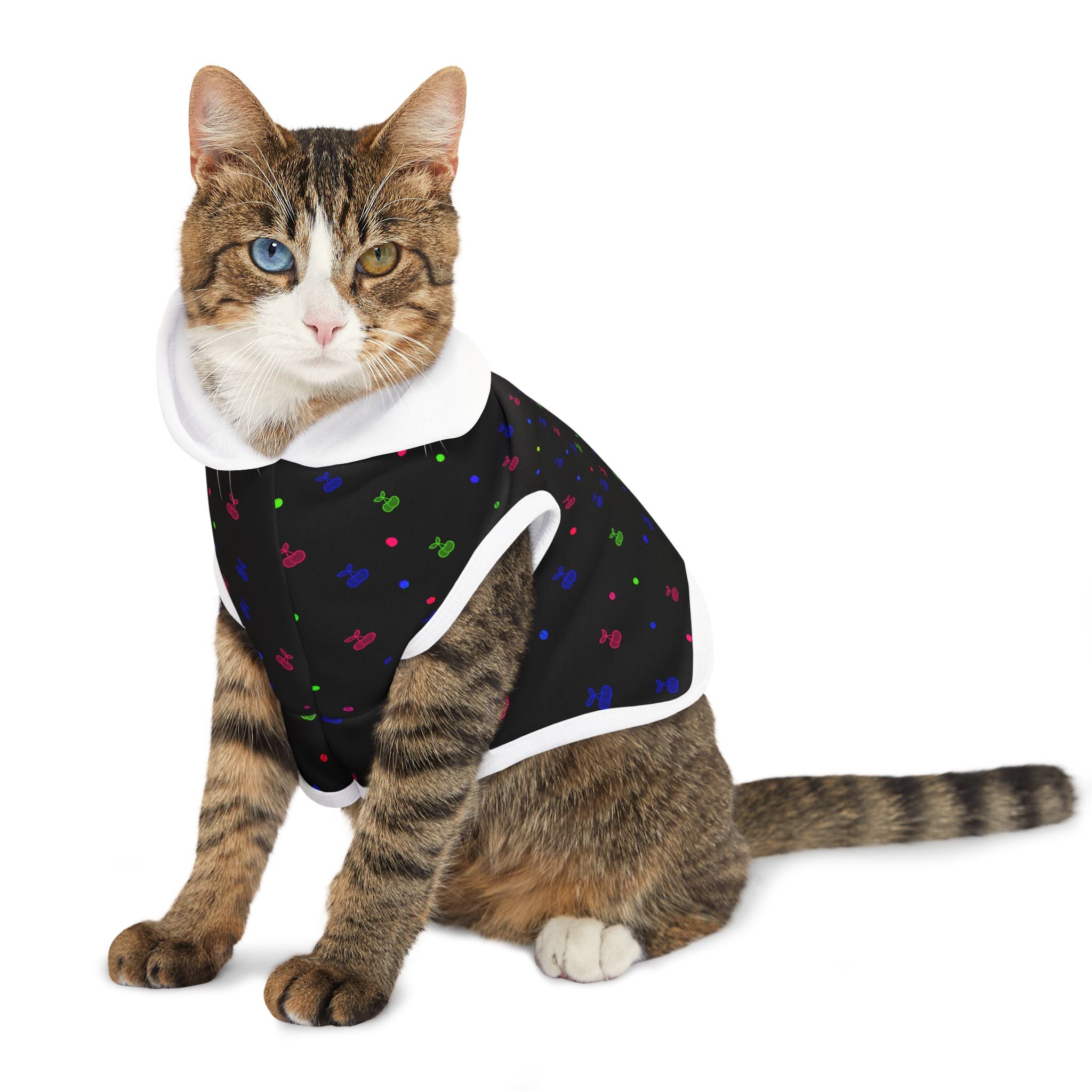Pet Hoodie - Colorful Paw Print Hooded Dog & Cat Sweatshirt