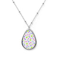 Oval Pendant Necklace — Colorful Pastel Confetti Egg Design