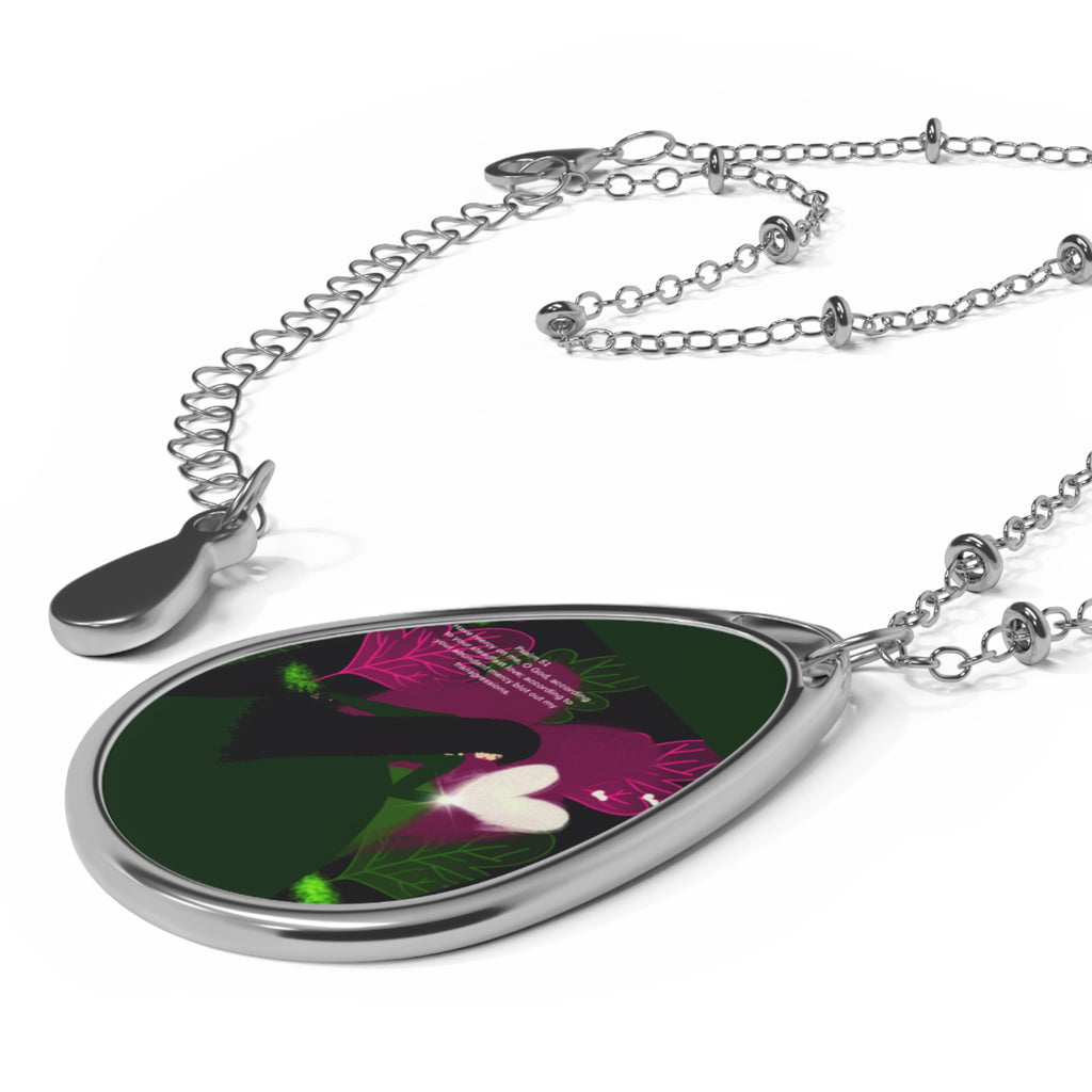 Oval Pendant Necklace — Romantic Floral Heart Teardrop Jewelry