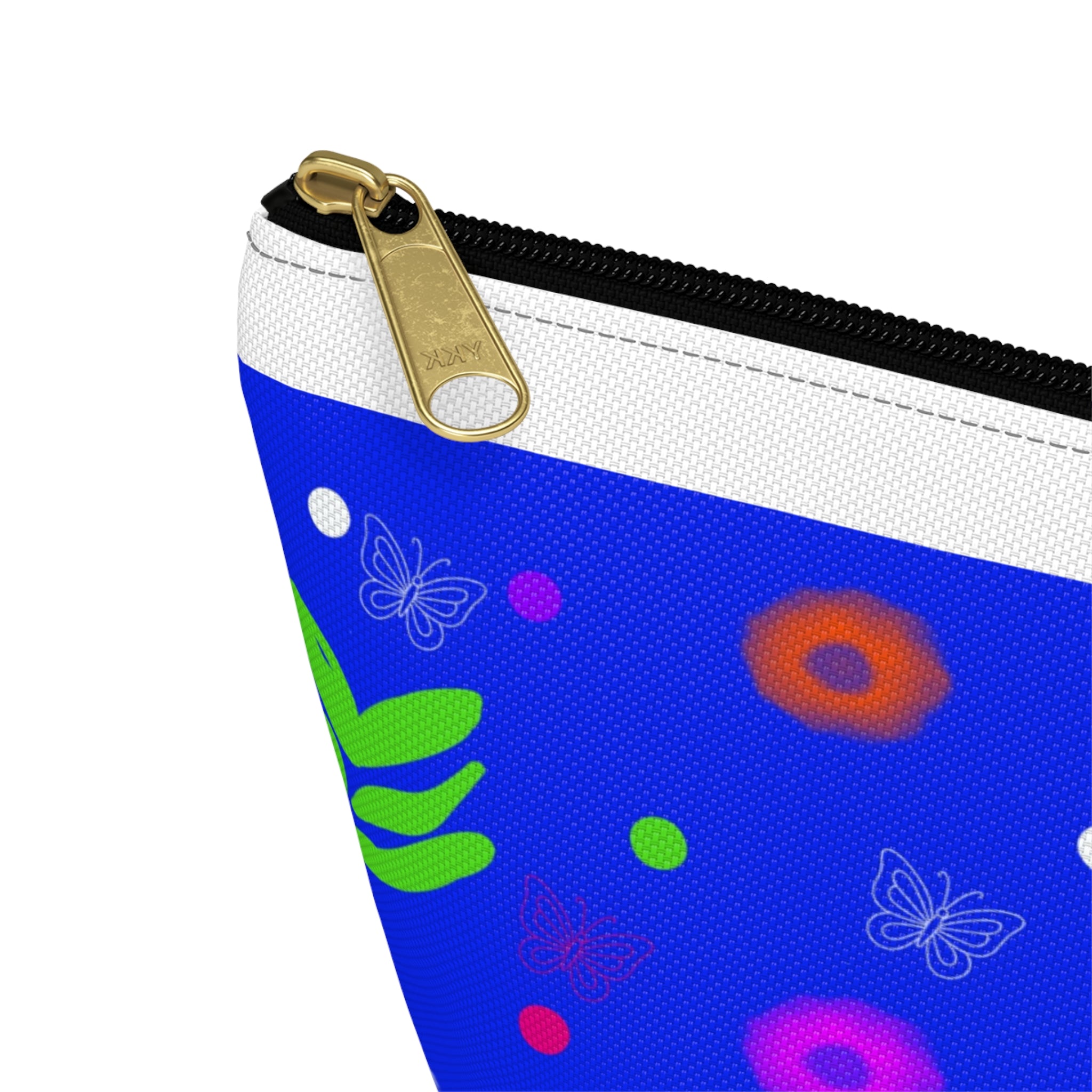 Blue Floral Accessory Pouch — Bright Botanical Makeup Bag