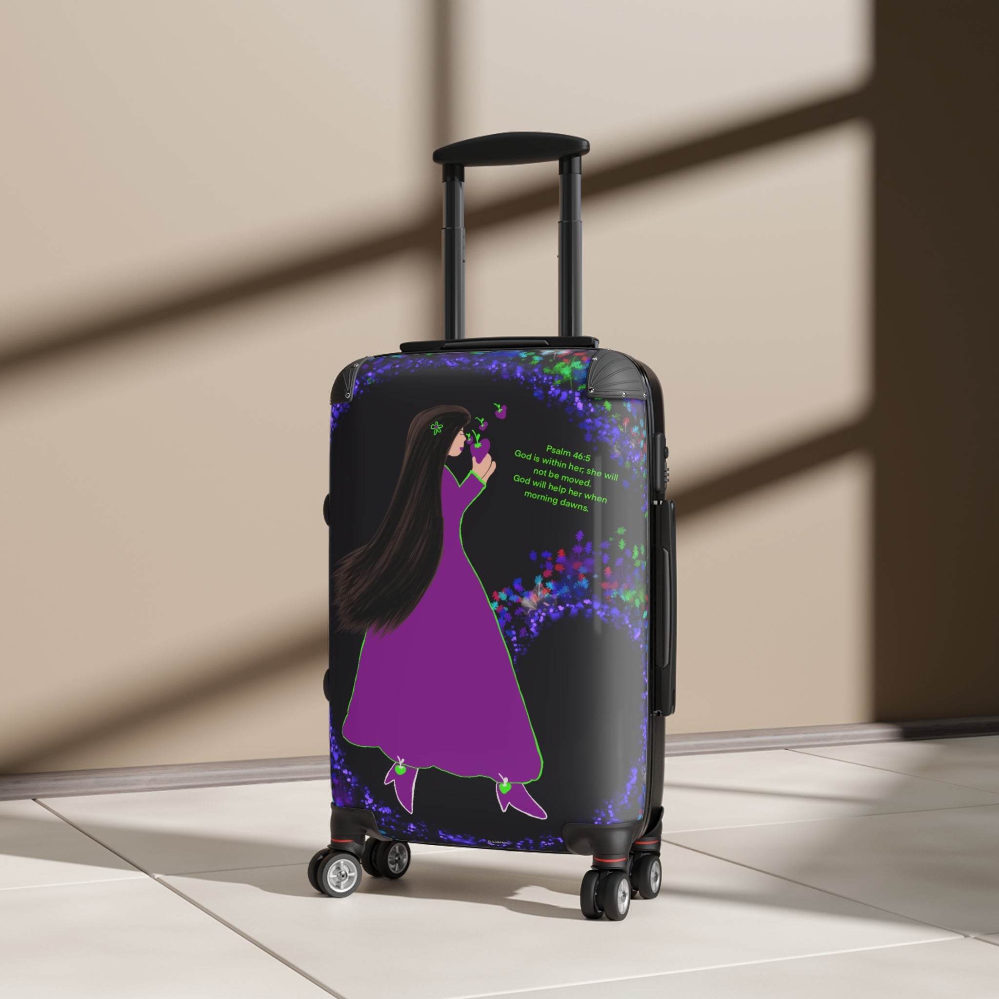 Purple Fairy Tale Suitcase – Whimsical Girl Travel Luggage with Quote