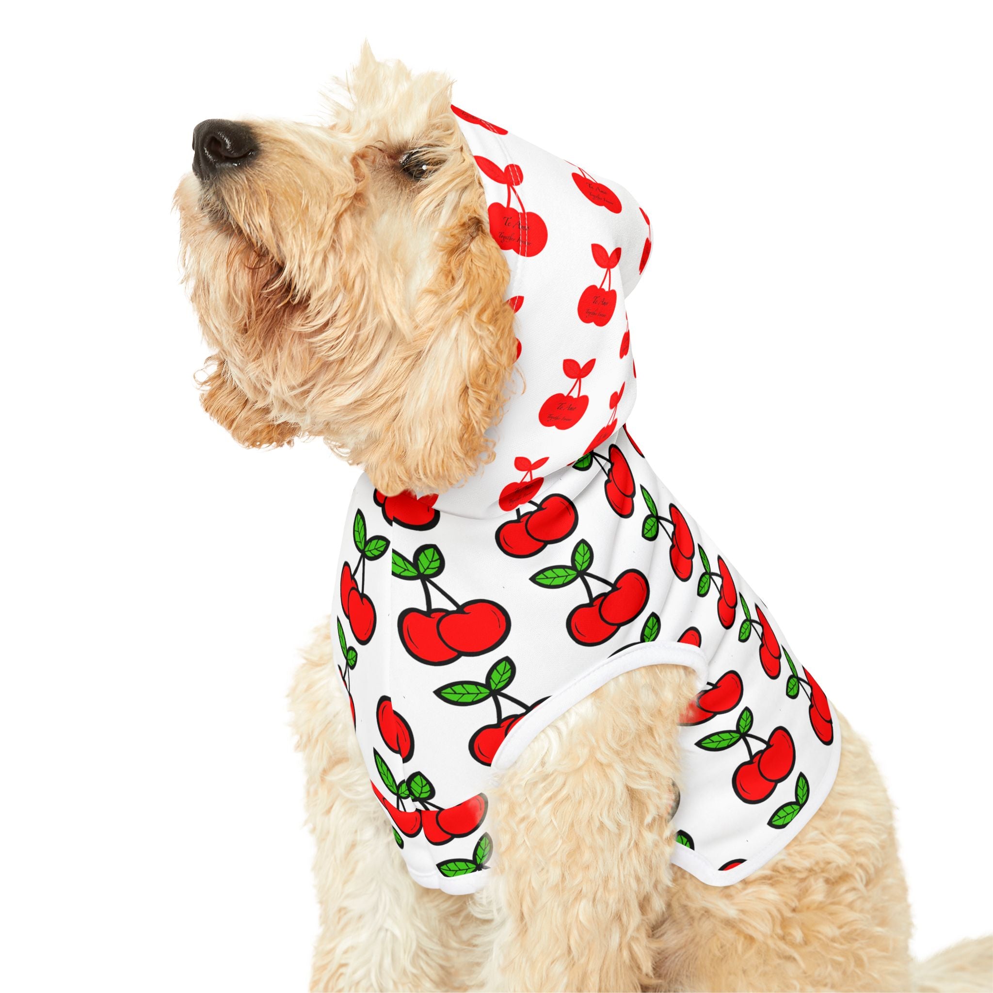 Cherry Pattern Pet Hoodie — Cute Red Cherry Dog & Cat Hoodie