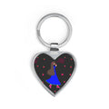 Heart Keychain — Romantic Girl Showered with Hearts Metal Keyring