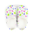 Kids EVA Foam Clogs — White Neon Polka Dot Splash