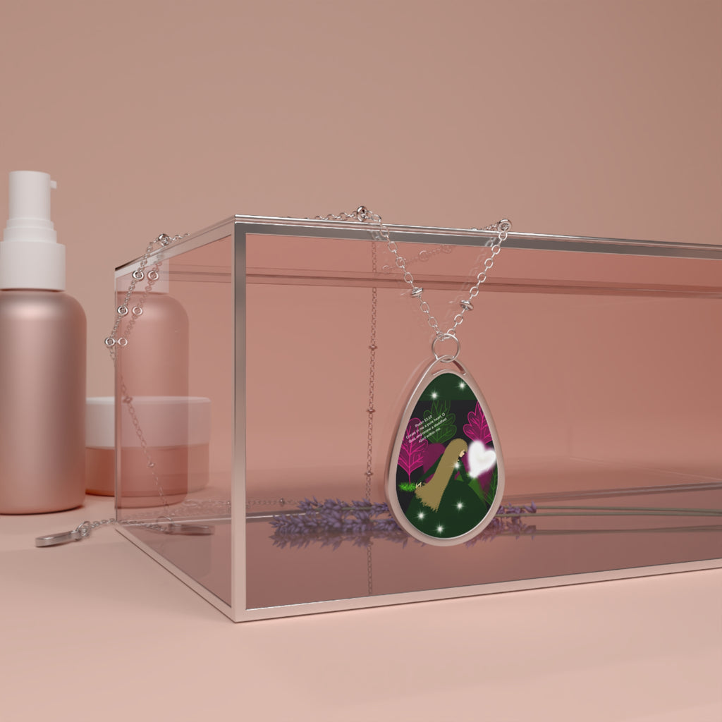 Oval Pendant Necklace — Whimsical Forest Heart Teardrop Pendant
