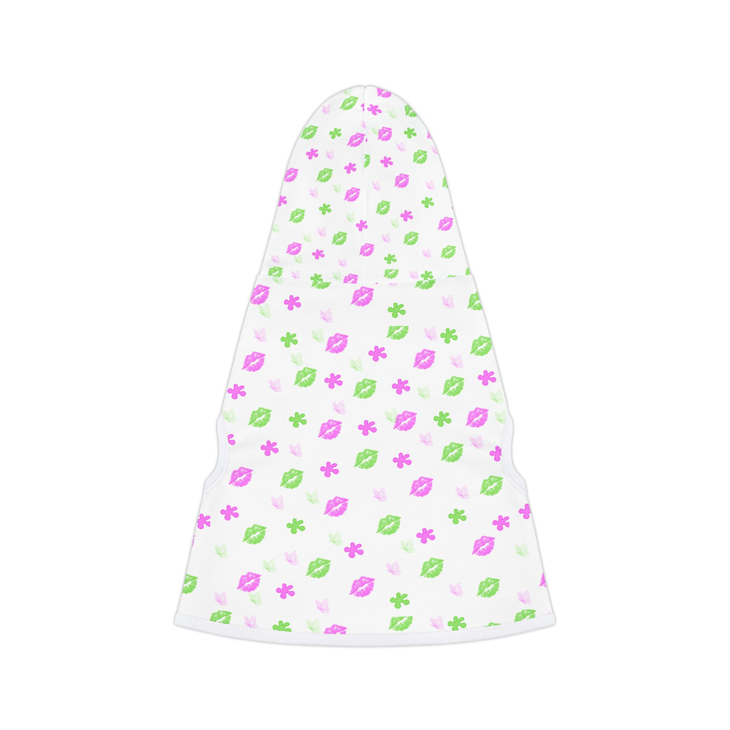 Floral Kiss Pet Hoodie — Pink & Green Flower Print Dog Hoodie