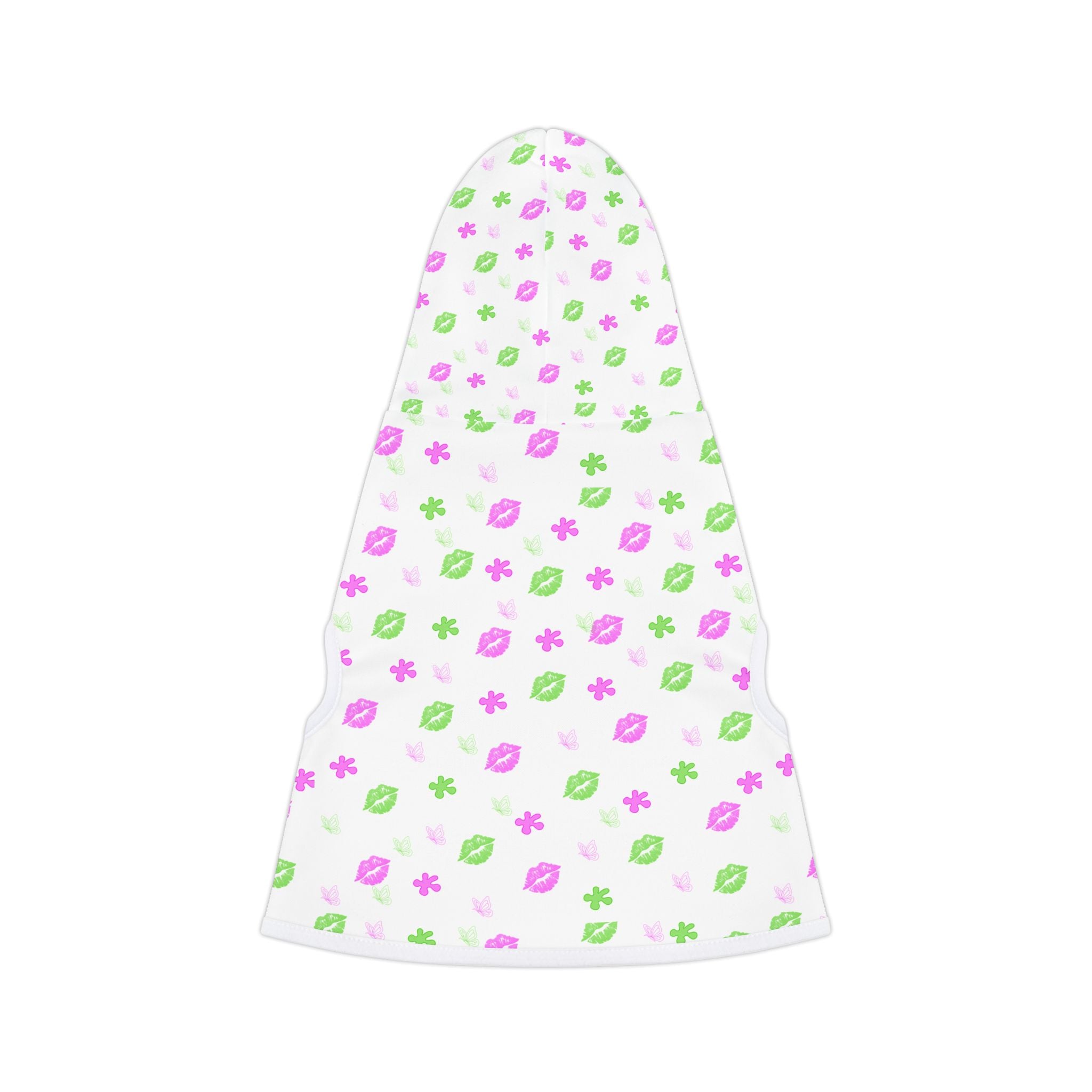 Floral Kiss Pet Hoodie — Pink & Green Flower Print Dog Hoodie