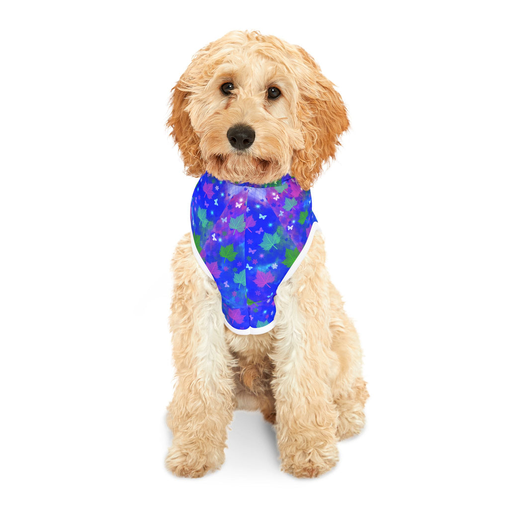 Starry Pawprint Pet Hoodie — Blue Galaxy Pattern Dog & Cat Sweatshirt