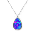 Blue Confetti Oval Necklace — Colorful Teardrop Pendant Necklace