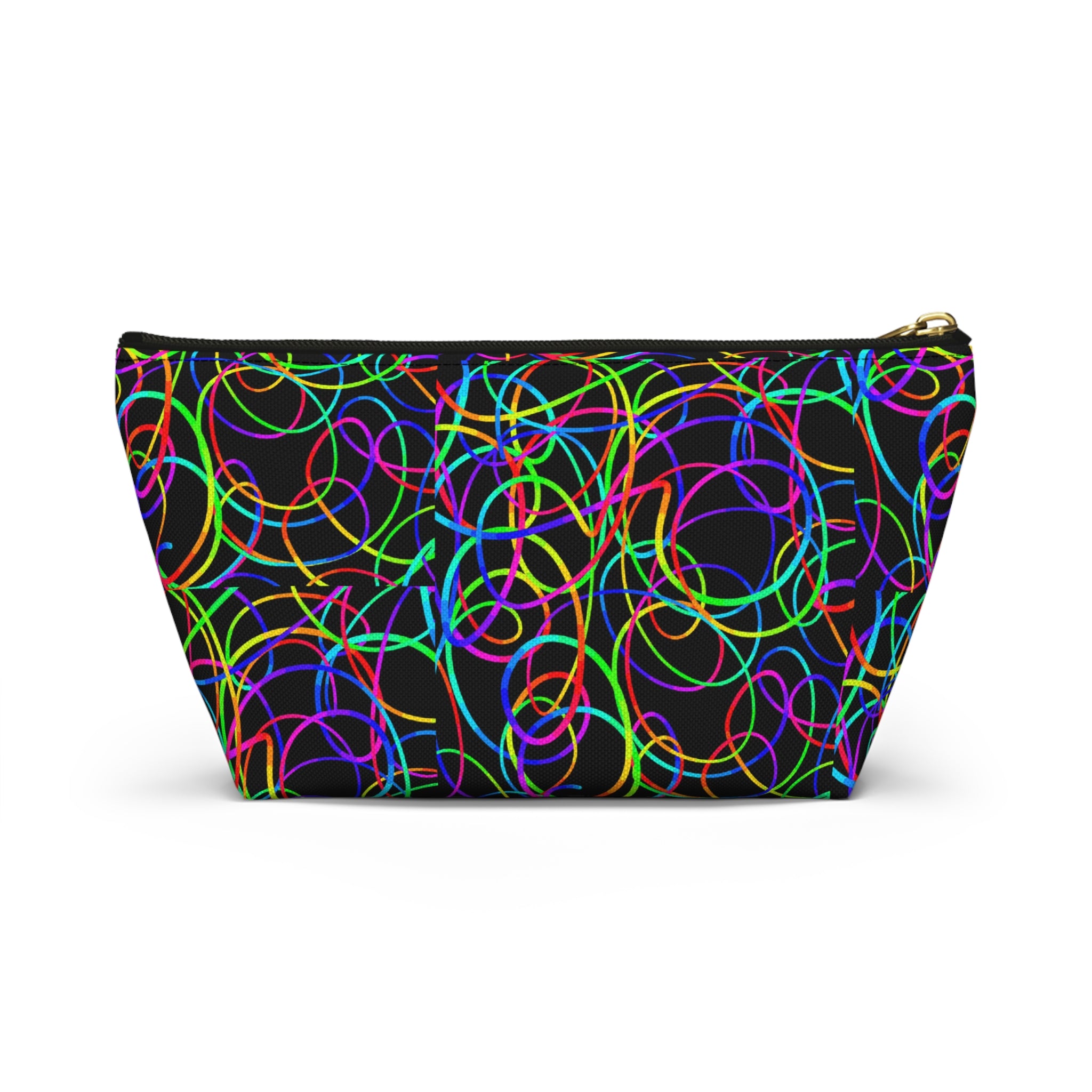 Fairy Neon Accessory Pouch — Colorful Circle Pattern T-Bottom Makeup Bag