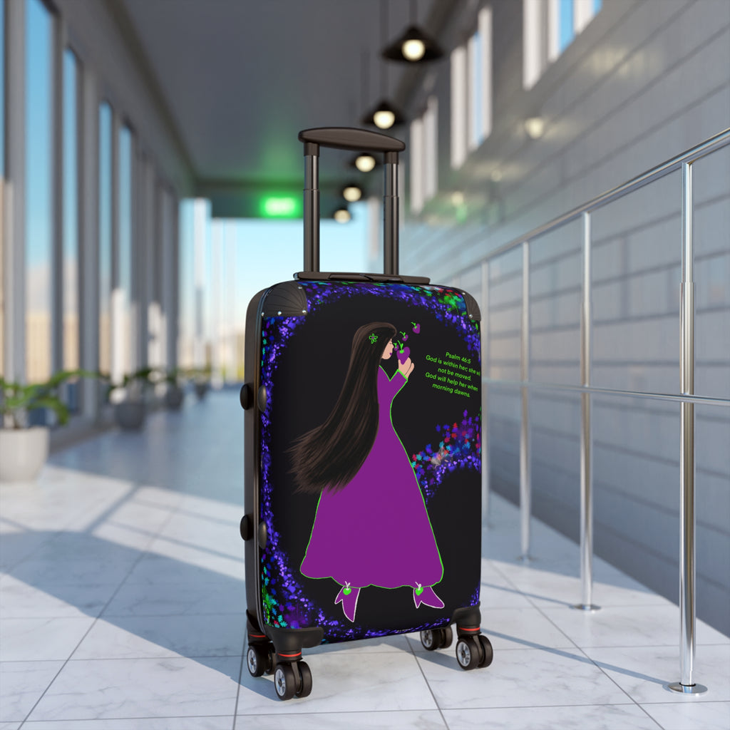 Purple Fairy Tale Suitcase – Whimsical Girl Travel Luggage with Quote