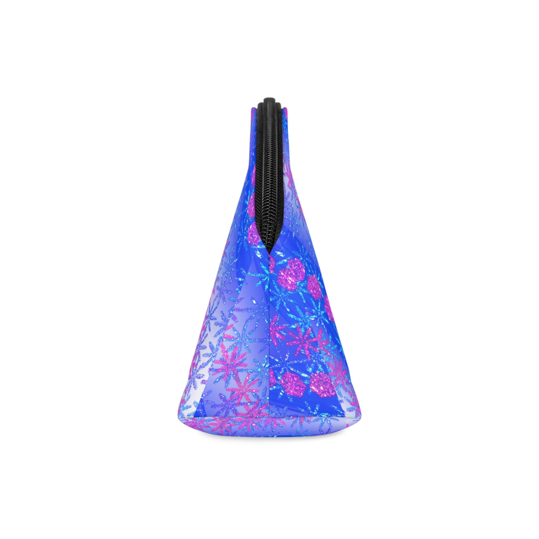 Makeup Bag — Blue & Pink Floral Wave Cosmetic Pouch