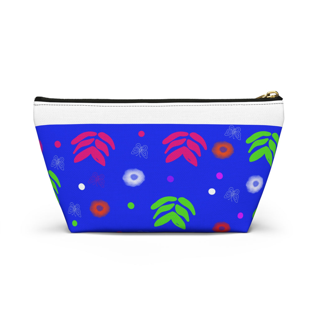 Blue Floral Accessory Pouch — Bright Botanical Makeup Bag