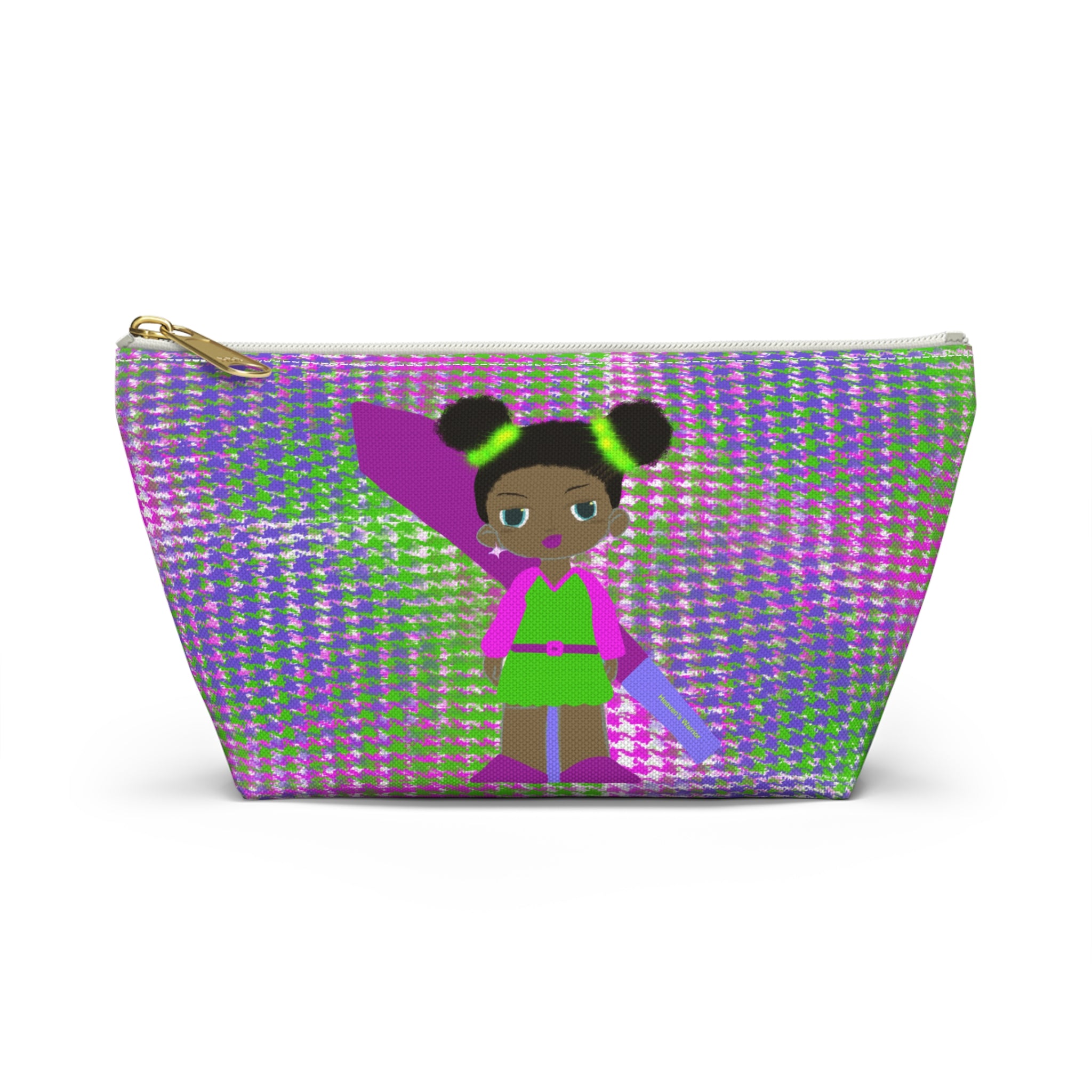 Girls' Superhero Accessory Pouch — Pink & Green T-Top Makeup Bag