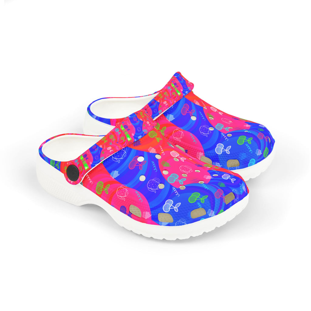 Kids Colorful Cherry Print EVA Foam Clogs – Fun Garden Slip-Ons