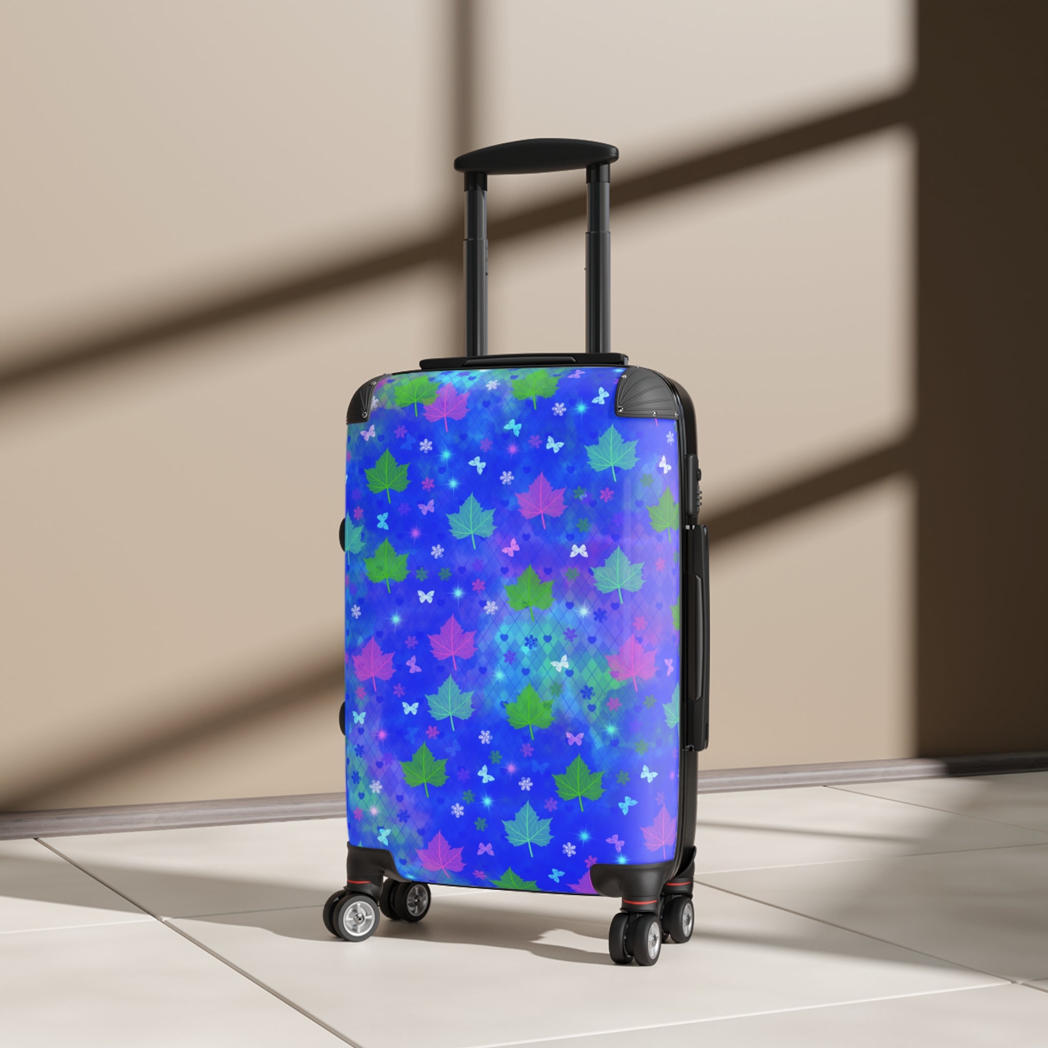 Starry Maple Suitcase Cover — Colorful Blue Travel Luggage Skin