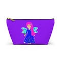 Cherry Pattern Accessory Pouch — Cute Pink Fruit Cosmetic Bag with T-Bottom