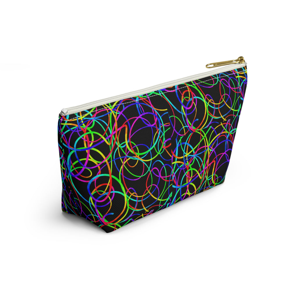 Fairy Girl Neon Circles Accessory Pouch — Womens Cosmetic Bag with T‑Bottom