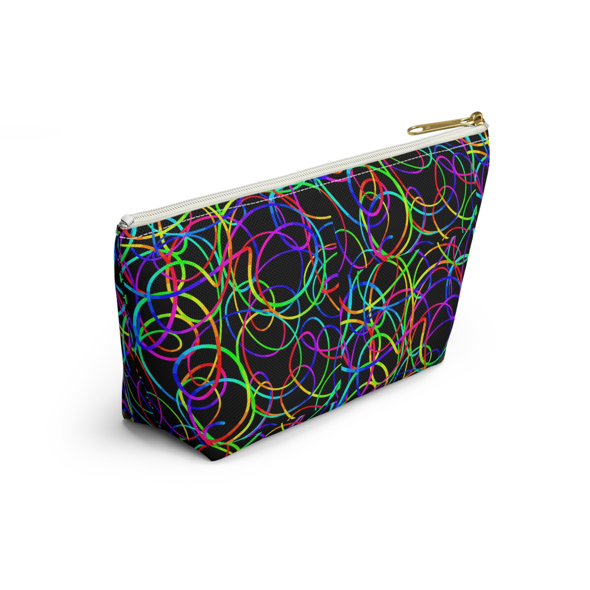 Fairy Girl Neon Circles Accessory Pouch — Womens Cosmetic Bag with T‑Bottom