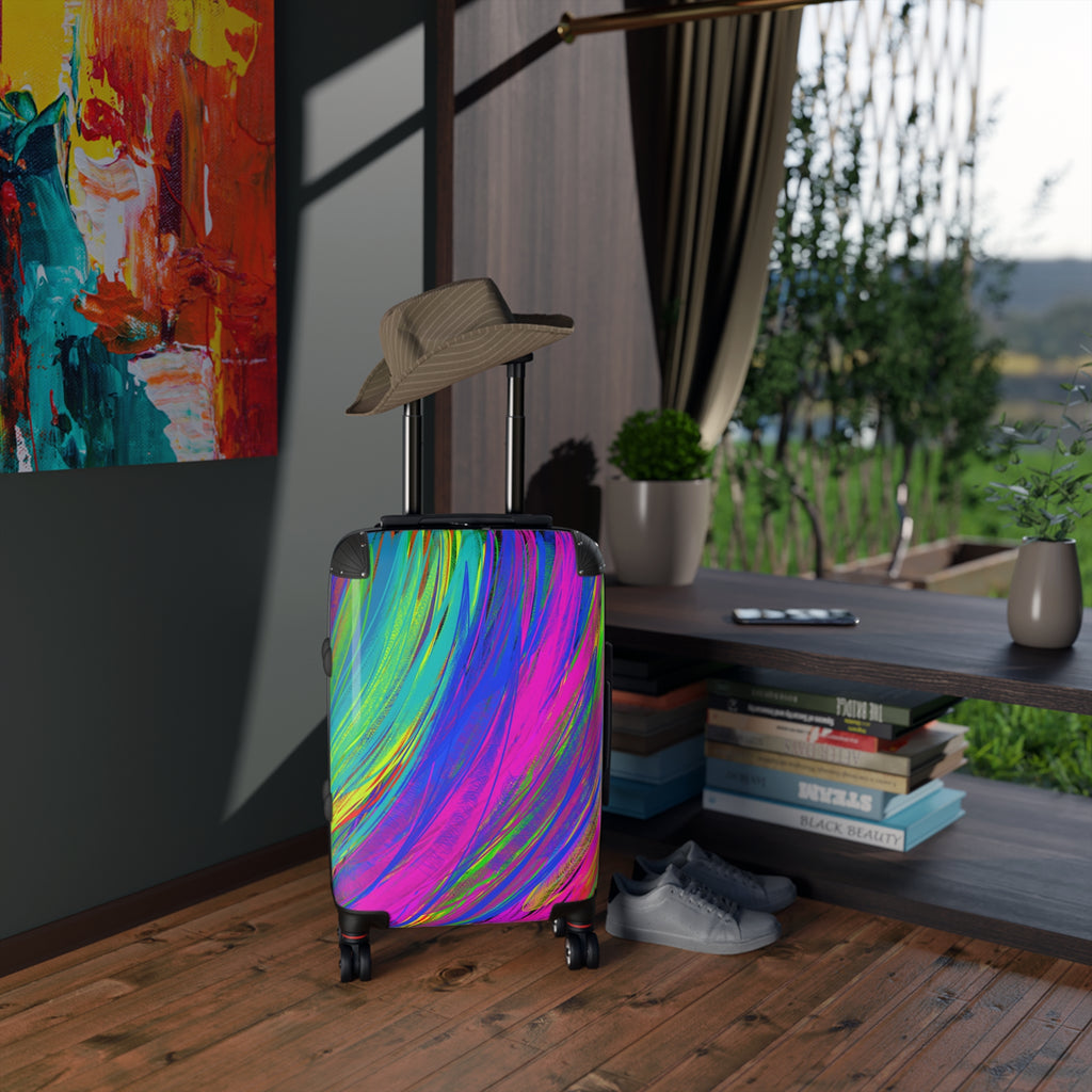 Vibrant Swirl Carry-On Suitcase — Colorful Abstract Travel Luggage
