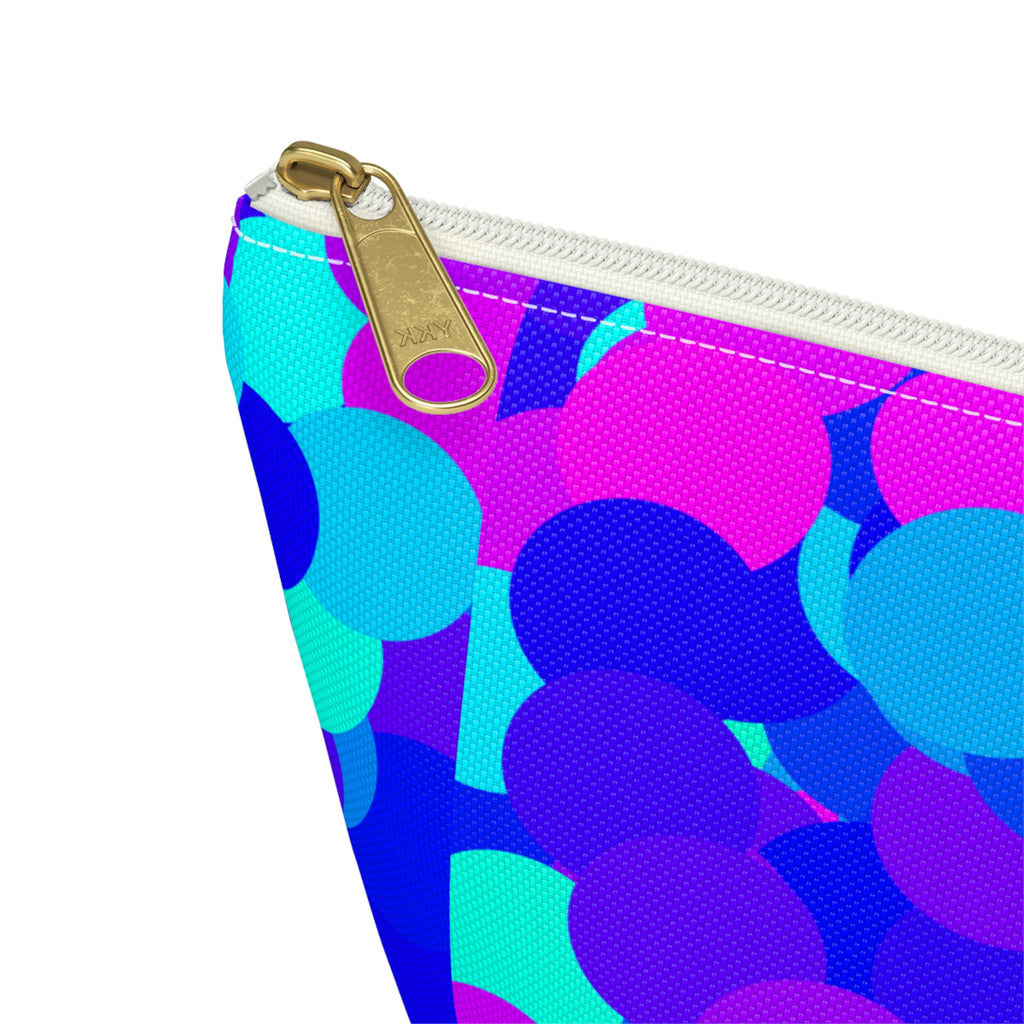 Cosmic Confetti Accessory Pouch — Bright Blue & Pink T‑Bottom Makeup Bag