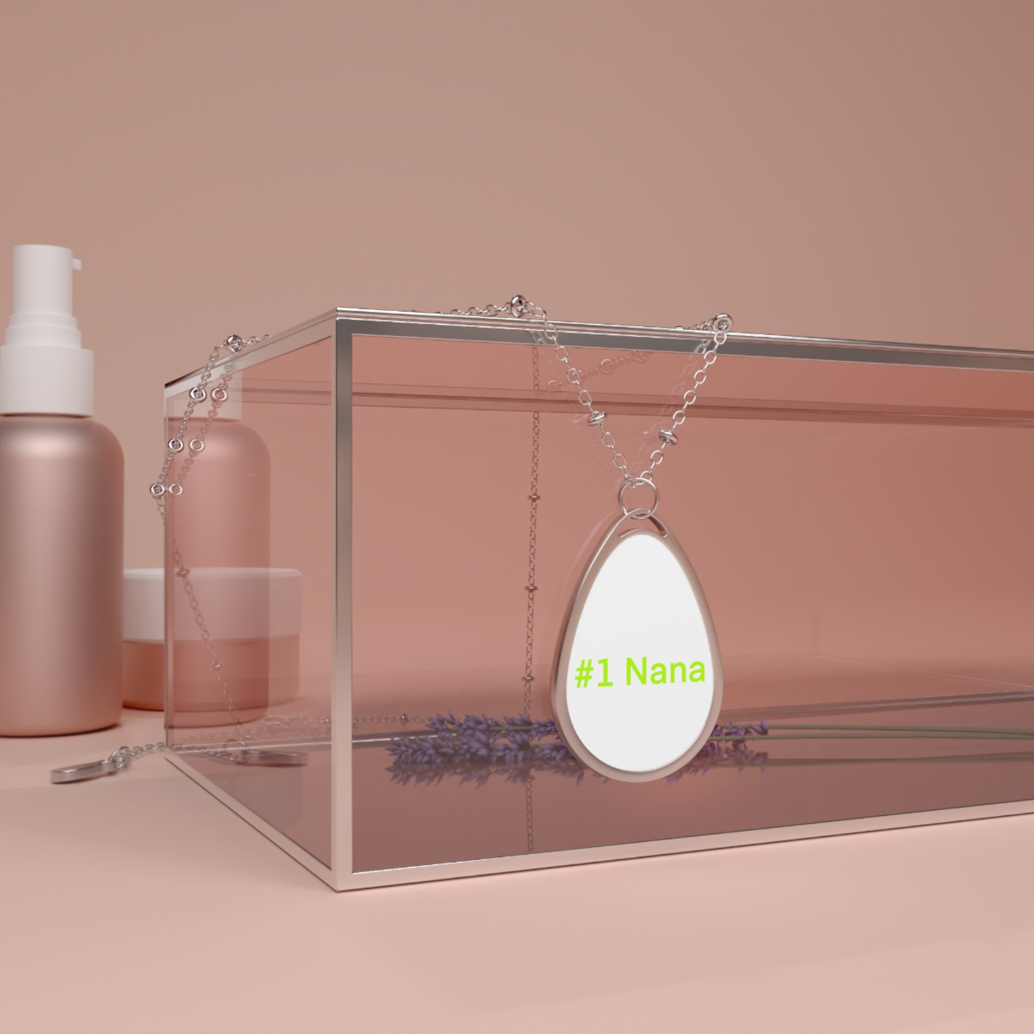 #1 Nana Oval Pendant Necklace — Personalized Teardrop Charm for Grandmother, Mother’s Day Gift