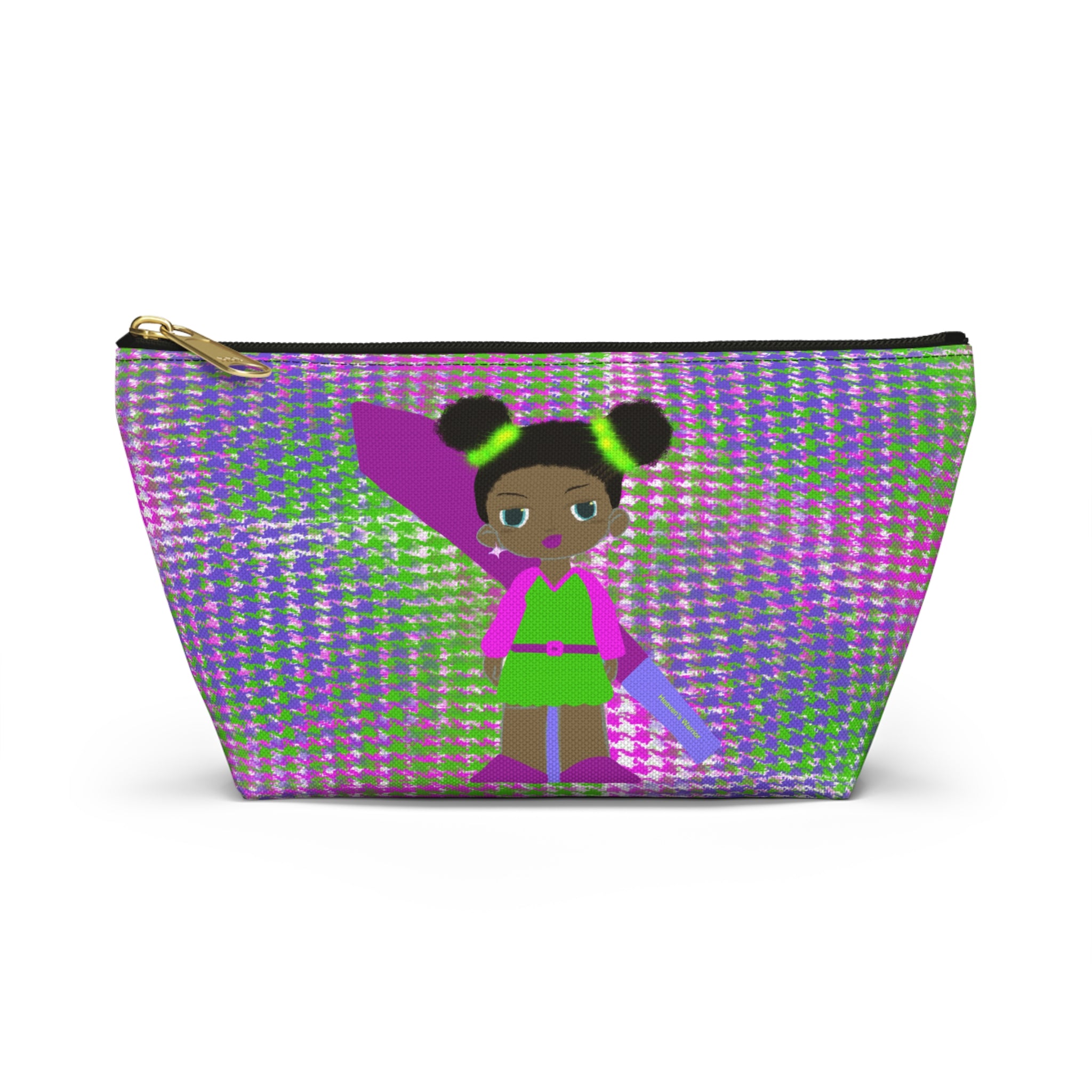 Girls' Superhero Accessory Pouch — Pink & Green T-Top Makeup Bag