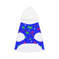 Blue Floral Pet Hoodie – Colorful Leaf & Dot Pattern Dog Hoodie