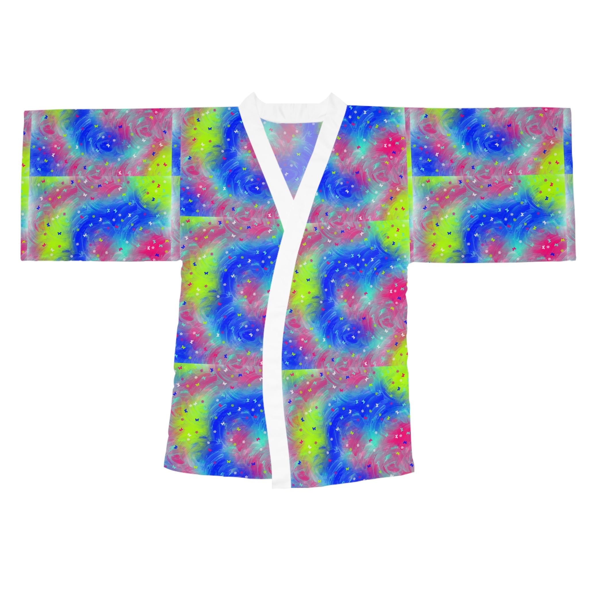Colorful Galaxy Kimono Robe — Tie-Dye Nebula Long Sleeve