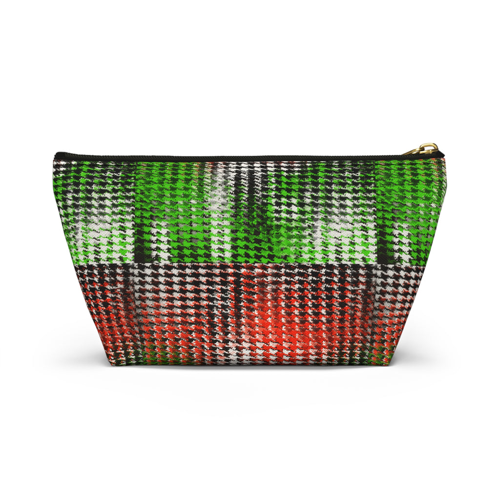 Accessory Pouch — Afro Girl Plaid Cosmetic Bag (Green & Red)