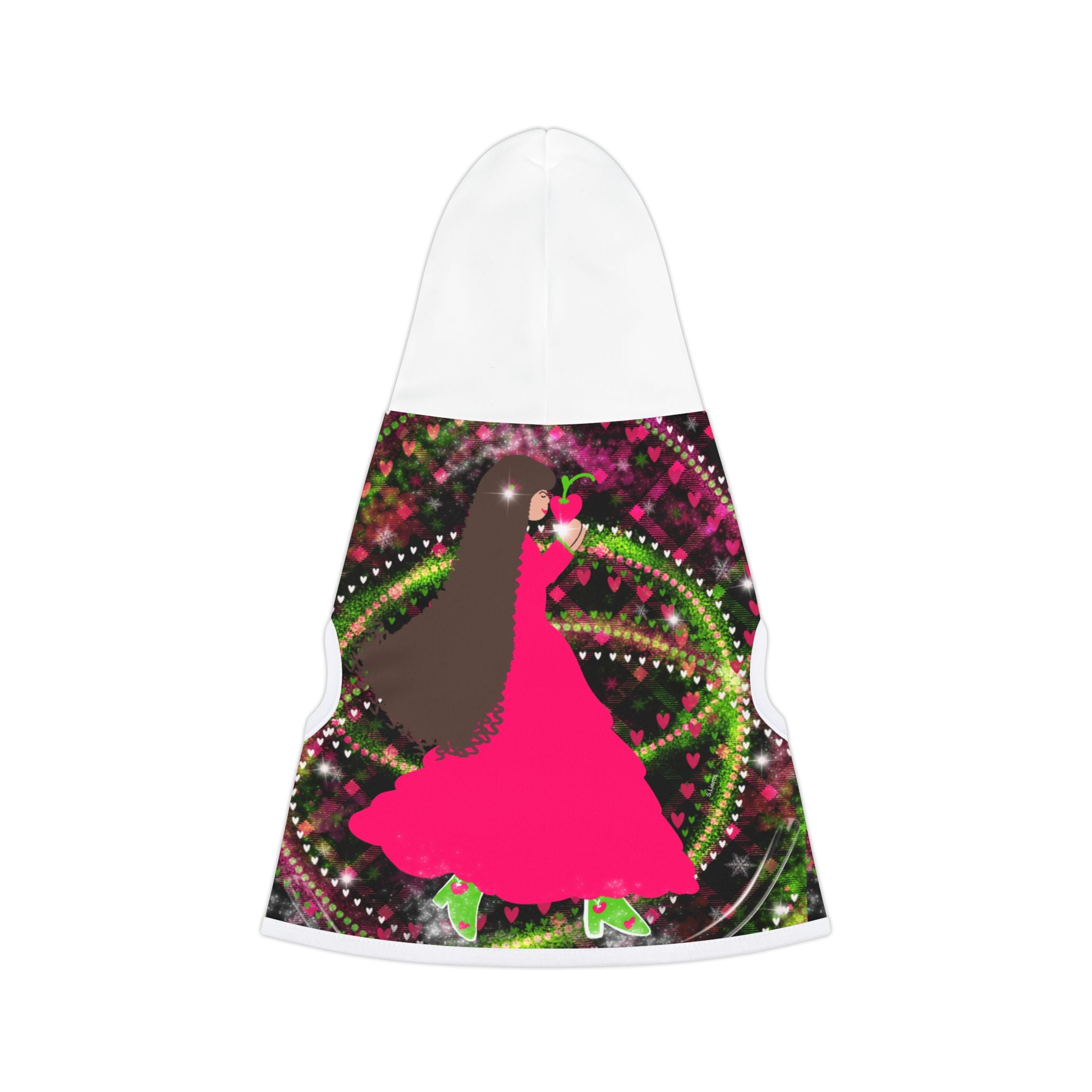 Pet Hoodie - Festive Floral Girl Silhouette Dog/Pet Hoodie