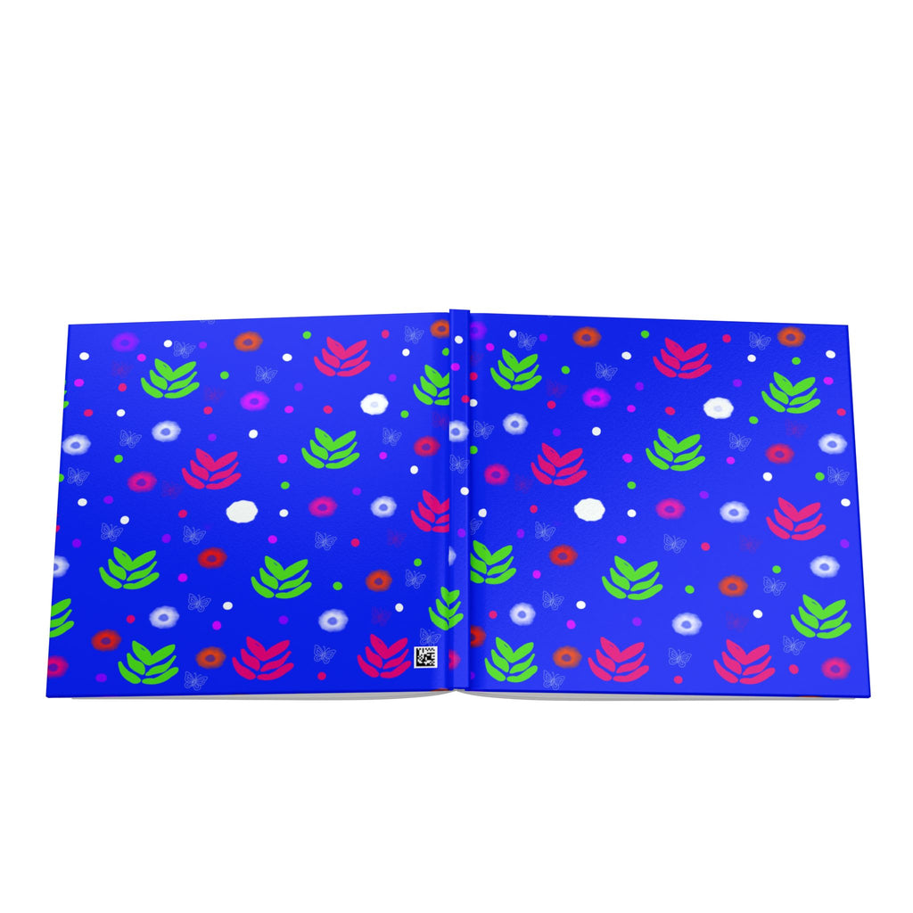 Floral Pattern Hardcover Photo Book — Bright Blue Botanical Keepsake