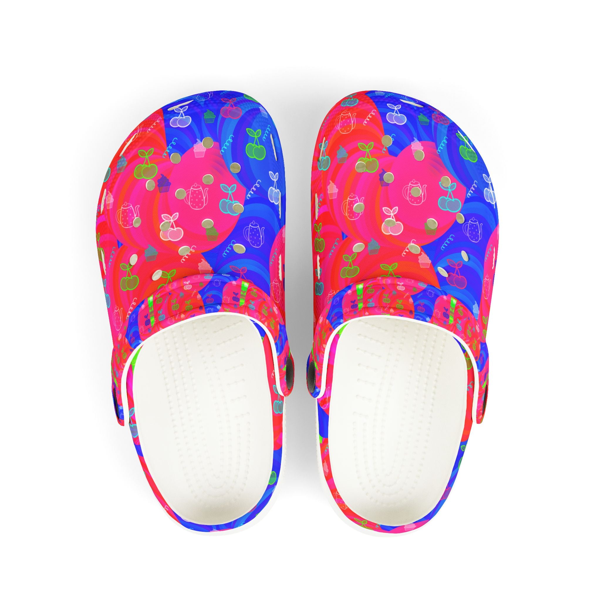 Kids Colorful Cherry Print EVA Foam Clogs – Fun Garden Slip-Ons
