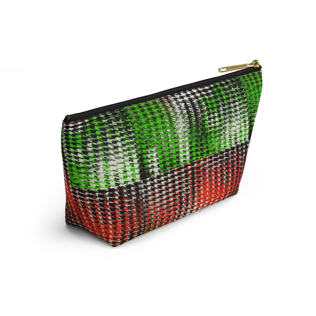 Accessory Pouch — Afro Girl Plaid Cosmetic Bag (Green & Red)