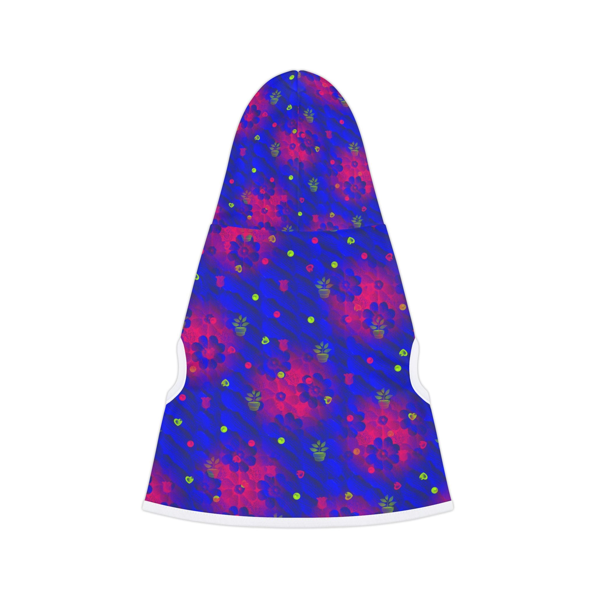 Floral Night Sky Pet Hoodie — Blue & Pink Paw Print Dog Hoodie