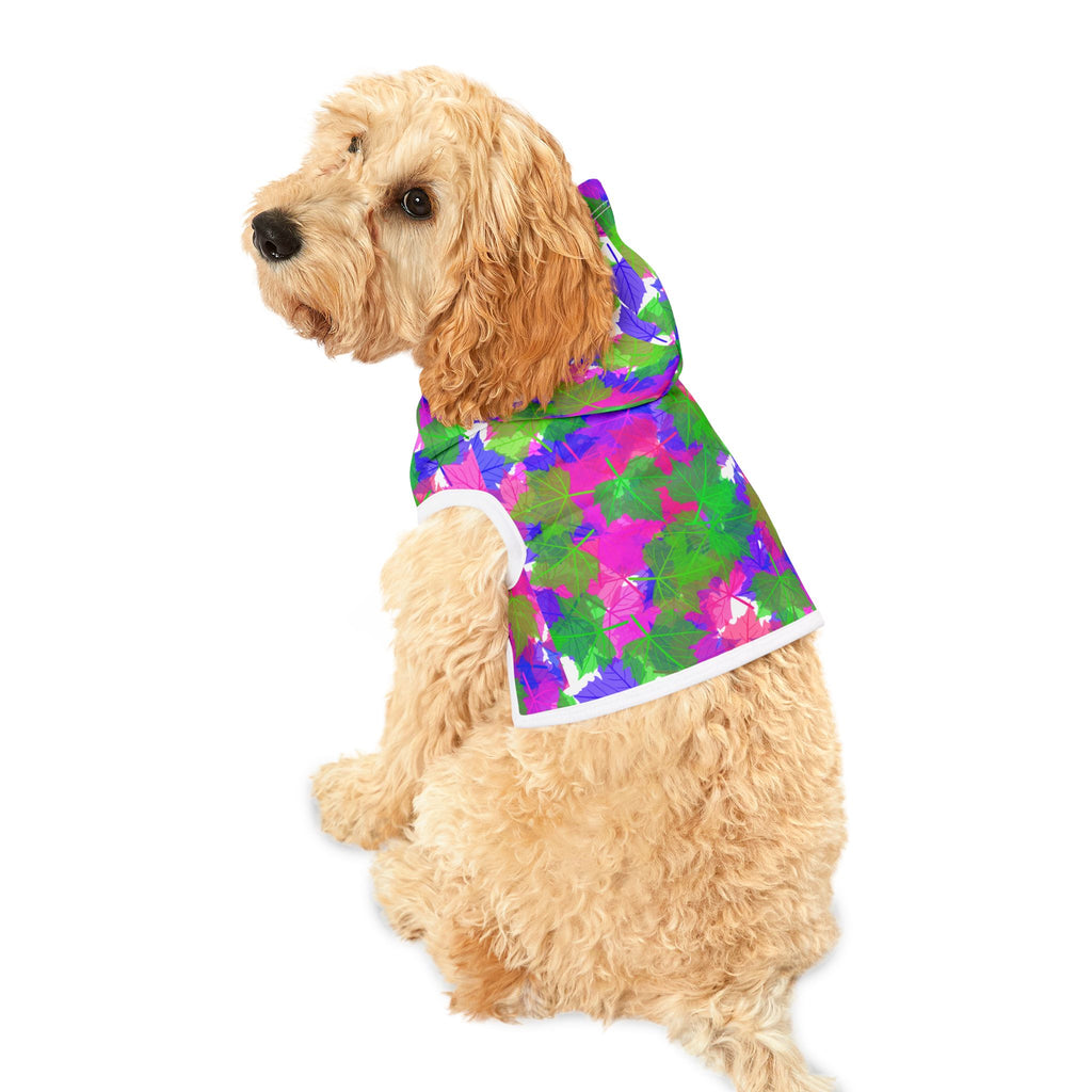 Colorful Floral Pet Hoodie — Bright Pink, Green & Purple Dog Hoodie