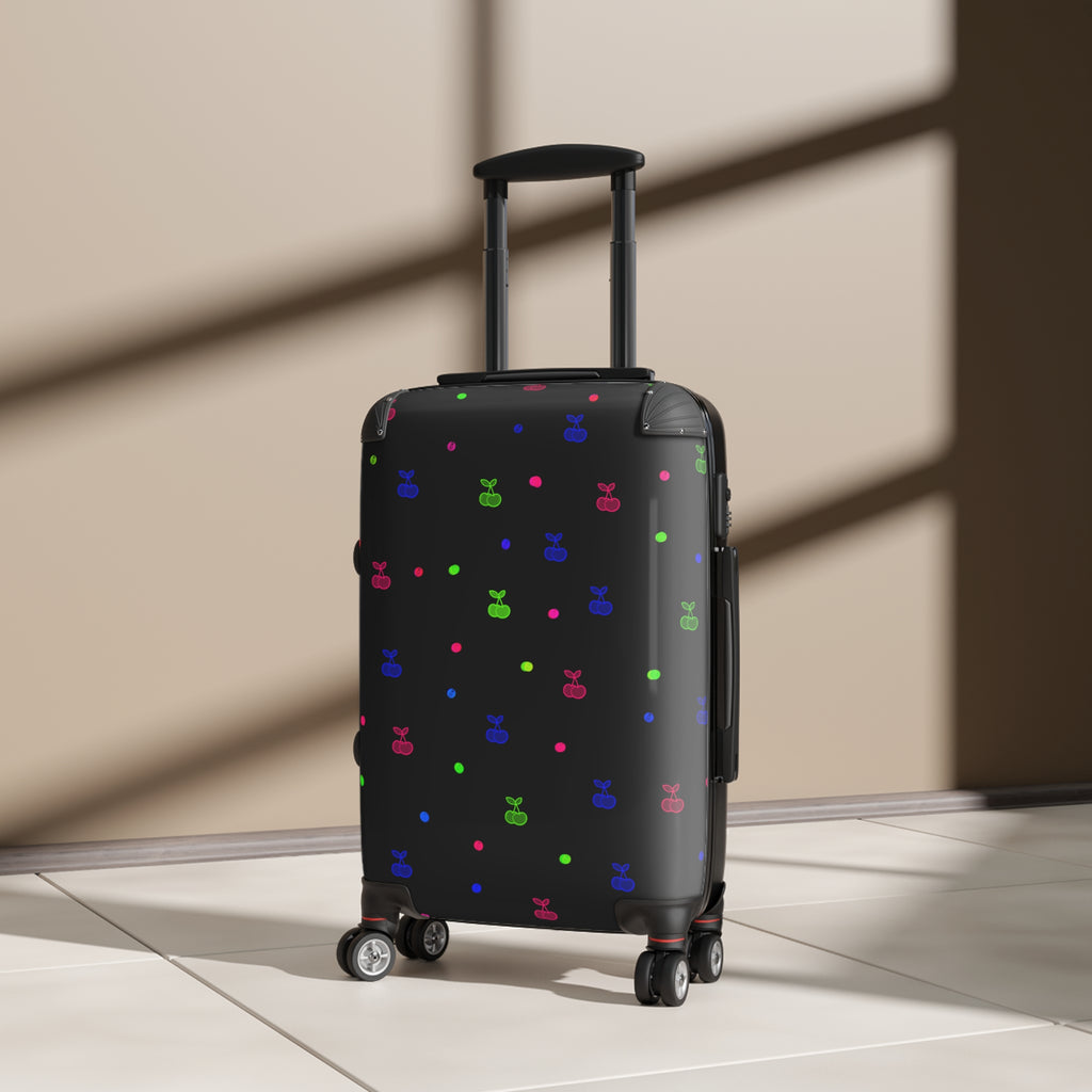 Neon Snack Icons Carry-On Suitcase — Playful Travel Luggage with Colorful Candy Pattern