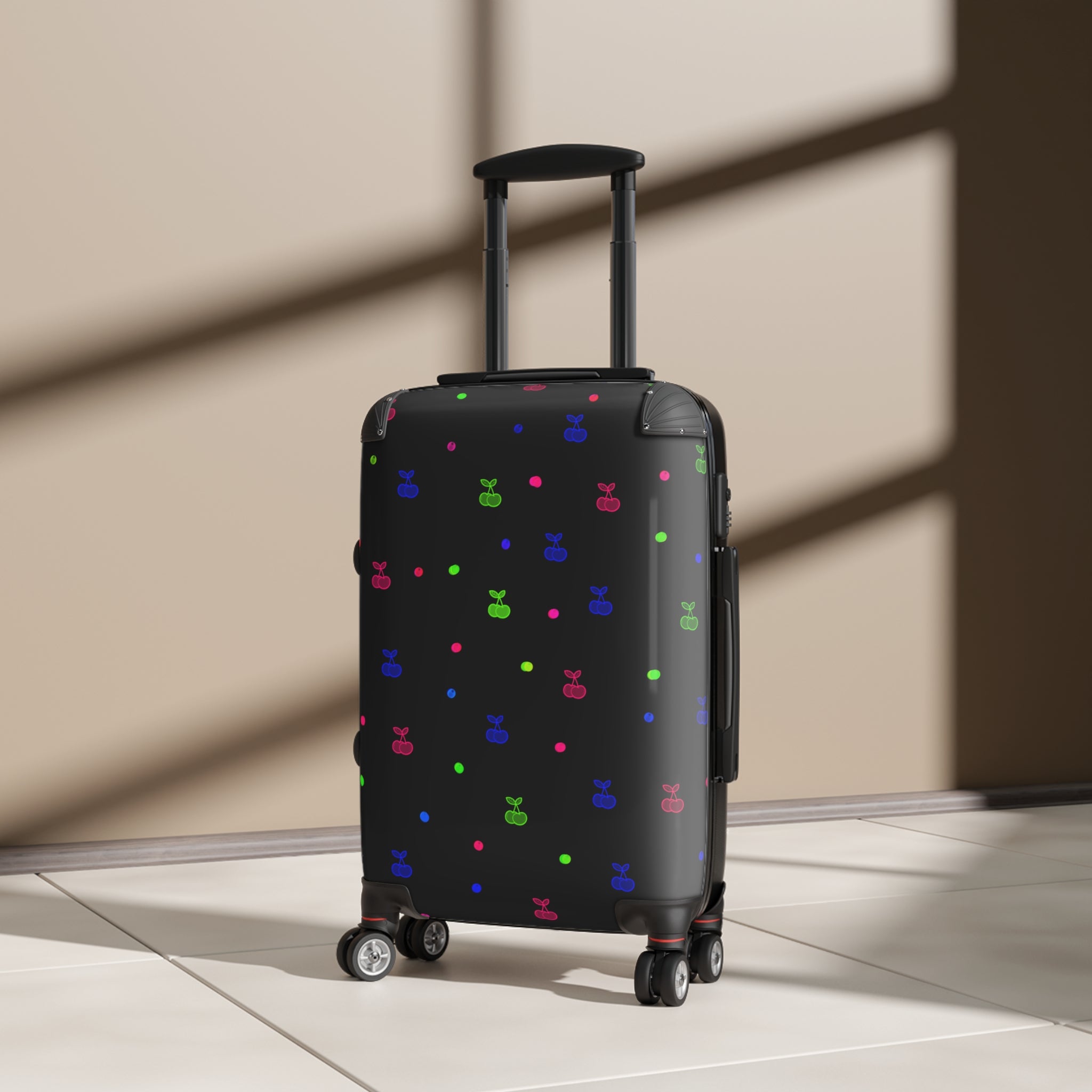 Neon Snack Icons Carry-On Suitcase — Playful Travel Luggage with Colorful Candy Pattern