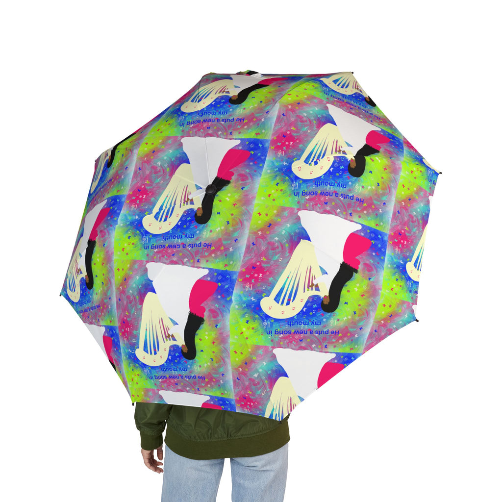 Foldable Umbrella — Colorful Abstract Woman Silhouette Rain Umbrella