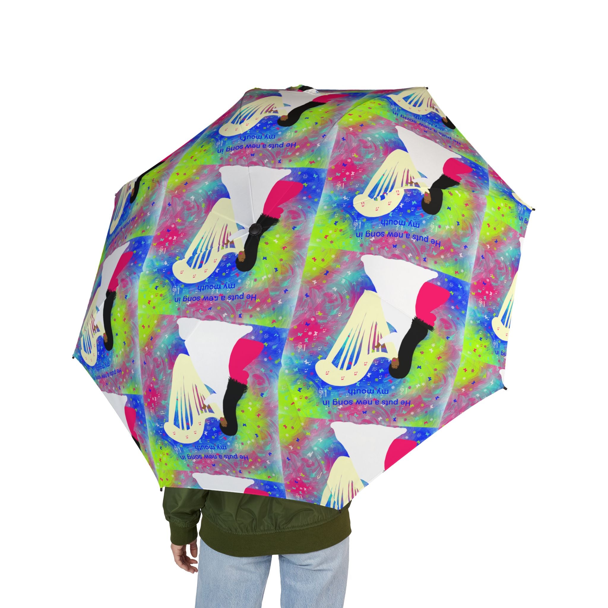 Foldable Umbrella — Colorful Abstract Woman Silhouette Rain Umbrella