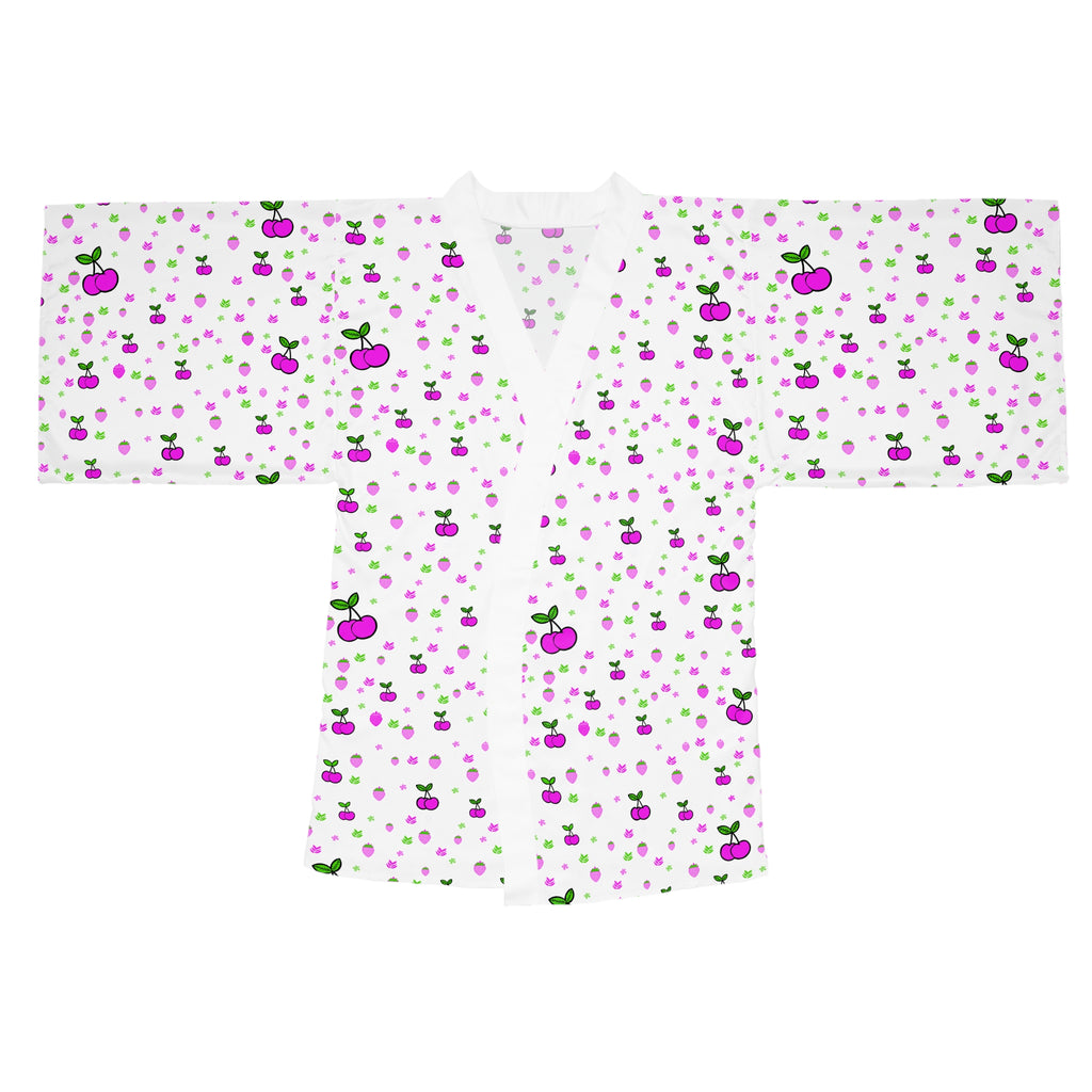 Cherry Blossom Kimono Robe — Pink & Green All-Over Print Loungewear
